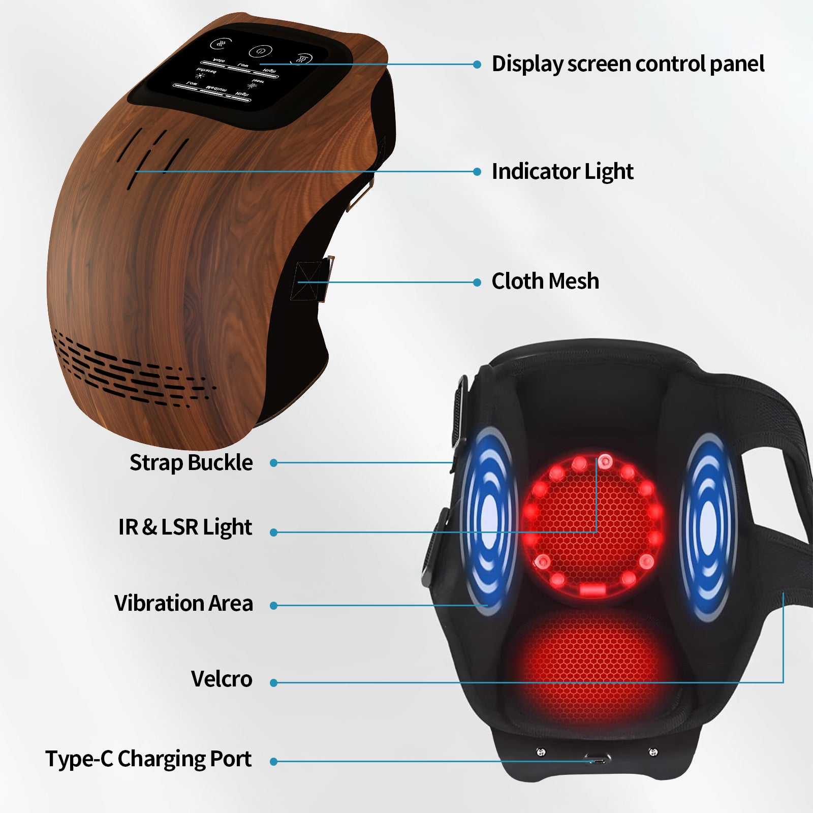 Intelligent Home Use Electric Intelligent Kneading Heating Knee Massager Rechargeable Pain Relief Infrared Laser Vibration Knee Massager